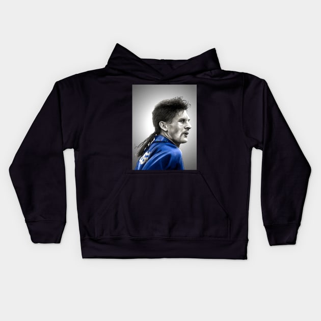 Roberto Baggio - Italy Football Artwork Kids Hoodie by barrymasterson